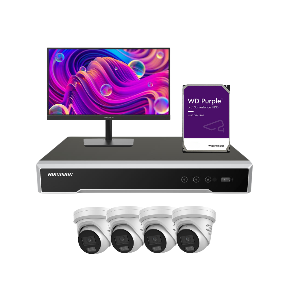 Hikvision Sentinel Package: 8CH 4 x 8MP (4K) ColorVu 3.0 CCTV System FULLY INSTALLED