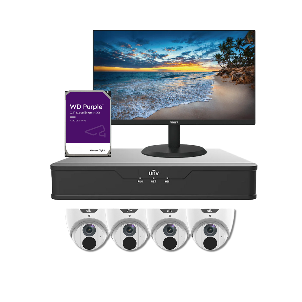 Uniview Observer Package: 4 x 6MP Easystar Series Turret Camera CCTV System FULLY INSTALLED