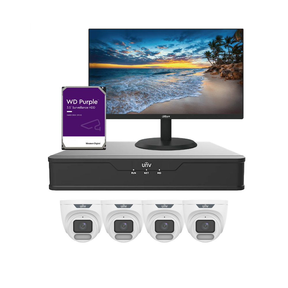 Uniview Nocturnal Package: 4 x 6MP Owlview Series CCTV System FULLY INSTALLED