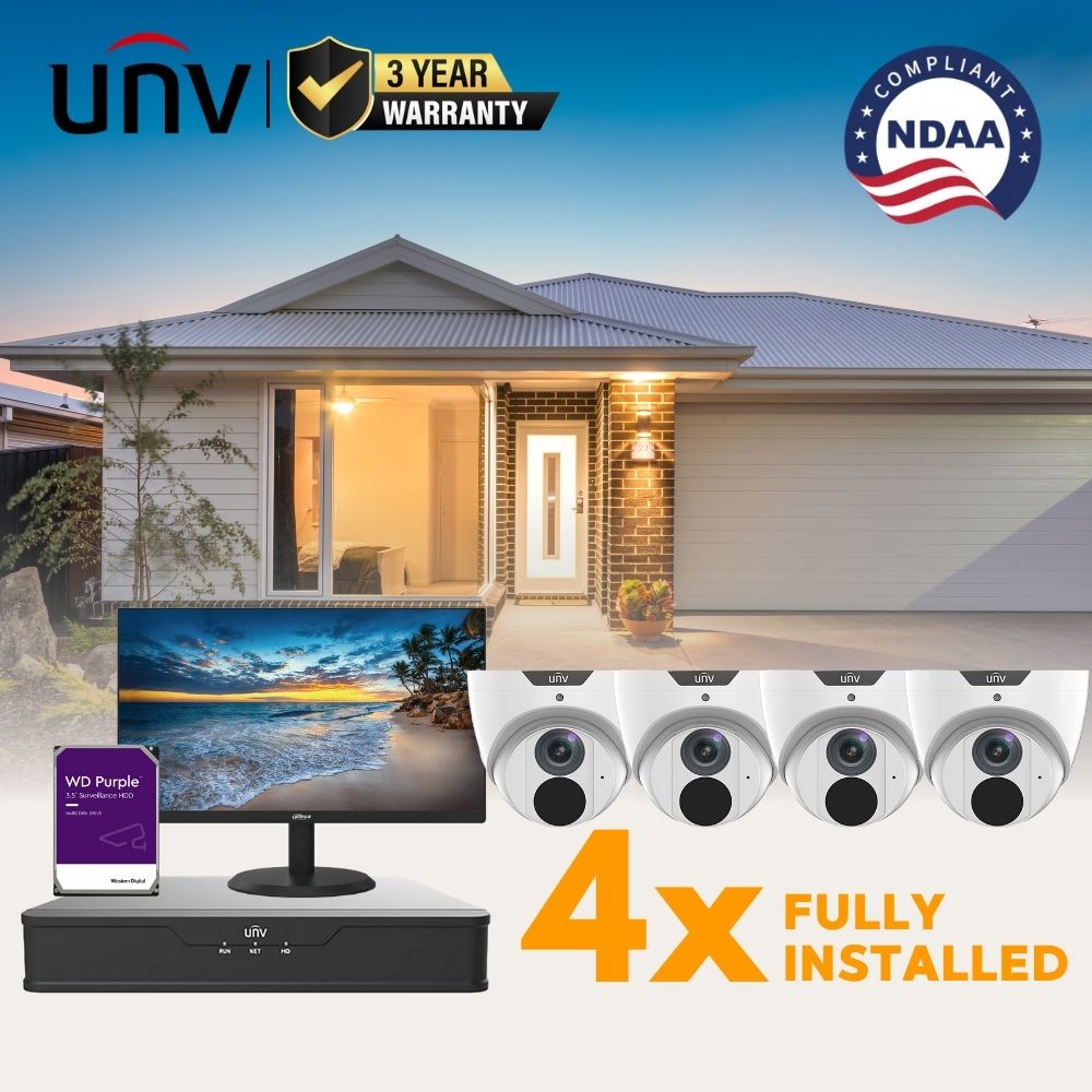 Uniview Observer Package: 4 x 6MP Easystar Series Turret Camera CCTV System FULLY INSTALLED